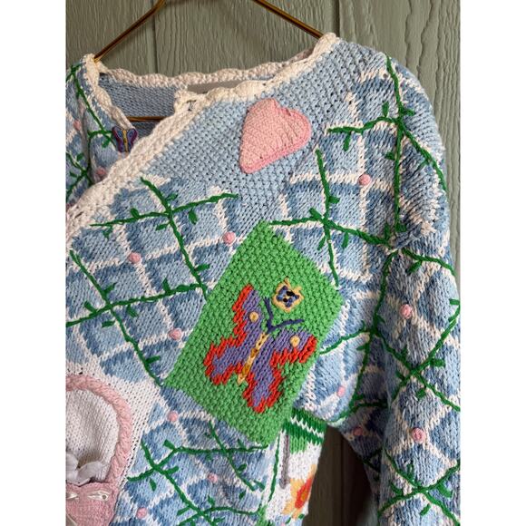 Rare Vintage 1993 Eagle's Eye Easter Spring Embroidered Cardigan, Small - Picture 8 of 9